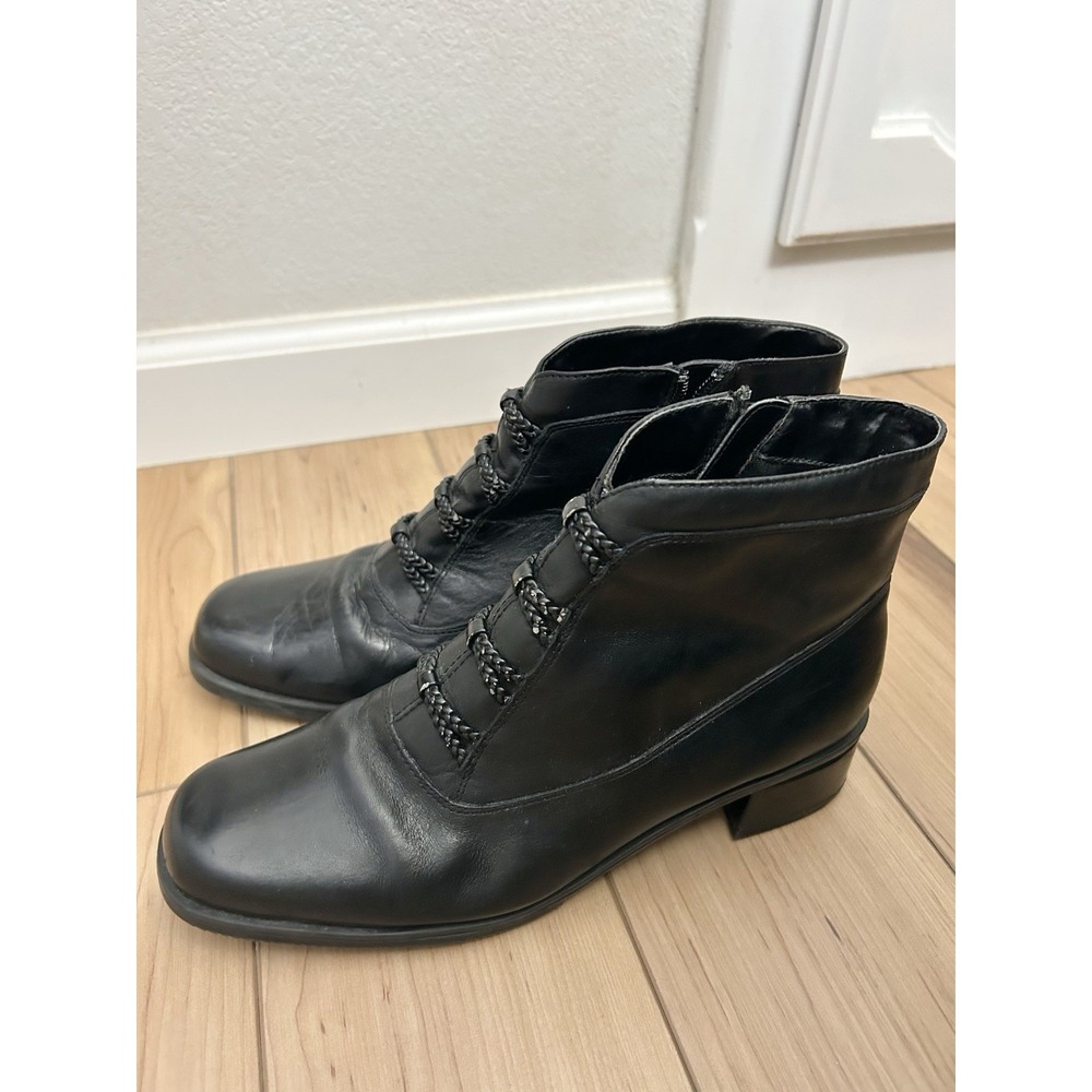 Croft and Barrow Black Ankle Boots Women's 9.5 Leather Zip Up